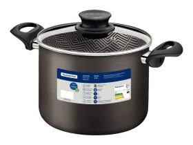 OLLA PARIS NEGRA 22 CON ASAS 6 LTS. TRAMONTINA